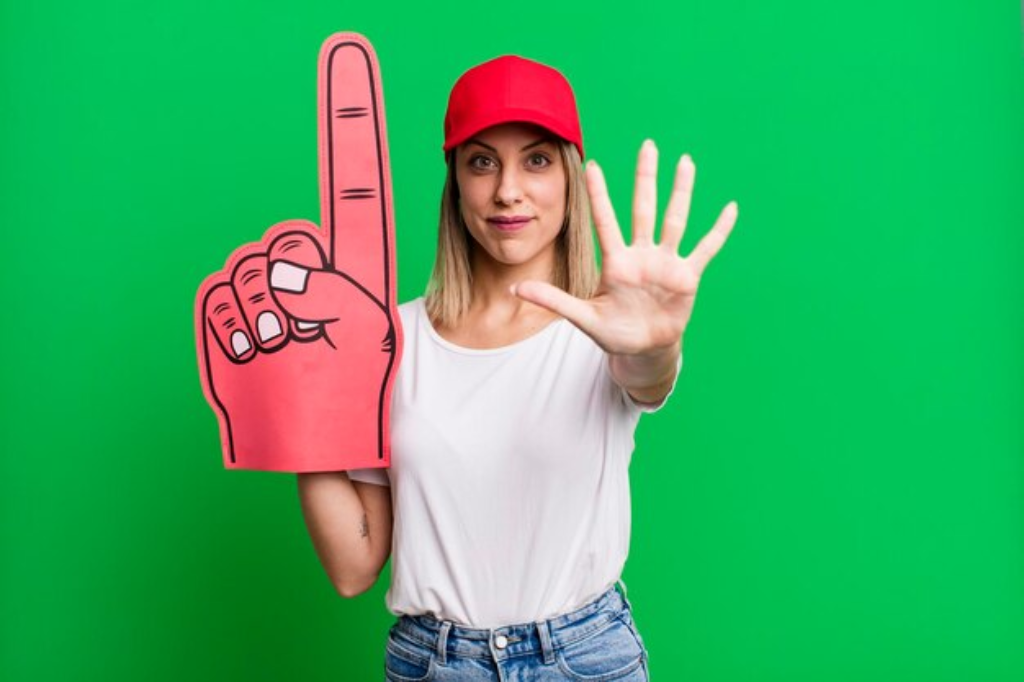 a girl showing ad blocking sign