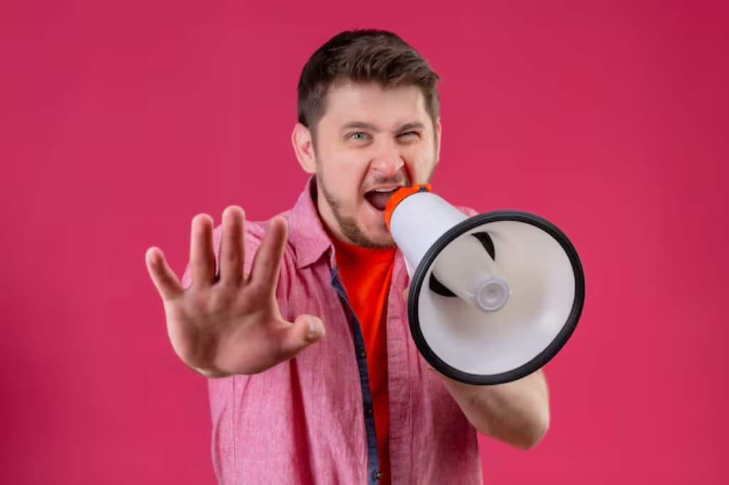 a guy showing ad blocking sign