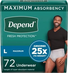 Depend Fresh Protection Adult Incontinence Underwear for Men Maximum Absorbency 72 Count