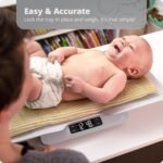“Greater Goods Digital Baby Scale with backlit LCD display, white tray for weighing infants and toddlers”