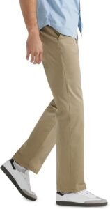 Lee Men's Extreme Motion Flat Front Regular Straight Pant – Comfortable stretch waistband business-casual pants for men, lightweight and machine washable