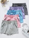 “5 Pack Women’s Workout Gym Shorts with Zipper Pockets — lightweight, breathable activewear set for gym, casual wear, and lounging”