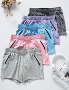 “5 Pack Women’s Workout Gym Shorts with Zipper Pockets — lightweight, breathable activewear set for gym, casual wear, and lounging”