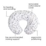Image of Boppy Original Nursing Pillow in Gray Taupe Leaves pattern – ideal ergonomic pillow for breastfeeding and bottle feeding