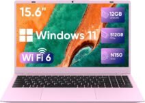 pink laptop with Office Pro Plus