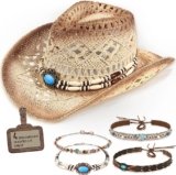 🤠 Straw Cowboy Hat with Decorative Bands – Stylish Sun Protection with Western Flair